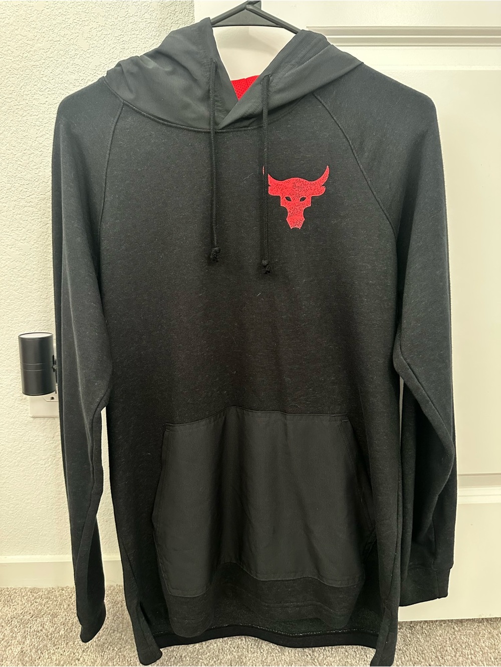 Under Armour Black Hoodie with Red Bull Skull Chest Logo - Project Rock
